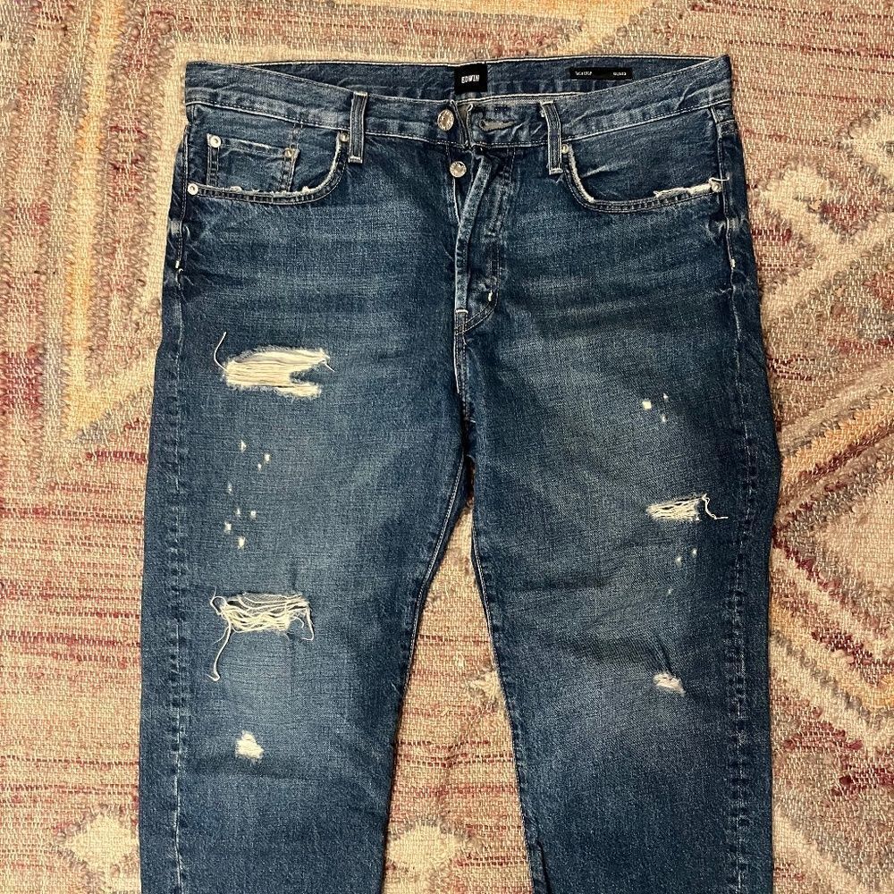 Edwin 1947 Tash Crop Distressed Jeans size 31
